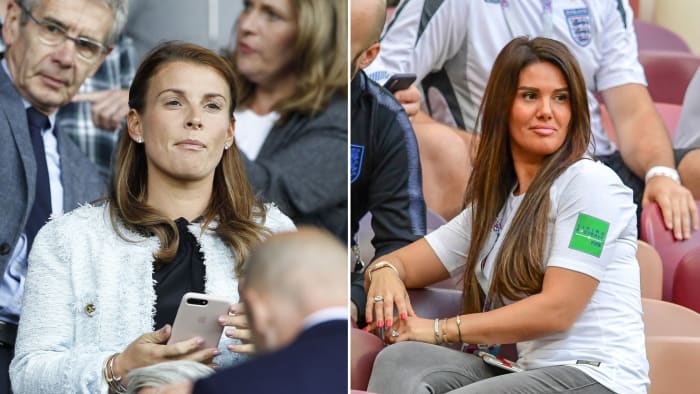 Split image of Colleen Rooney, wife of Wayne, and Rebekah Vardy, wife of Jamie.